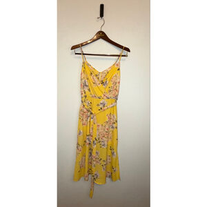 Francesca Mi Ami S Yellow Floral Chiffon Sheer Midi Dress Women Sundress Garden